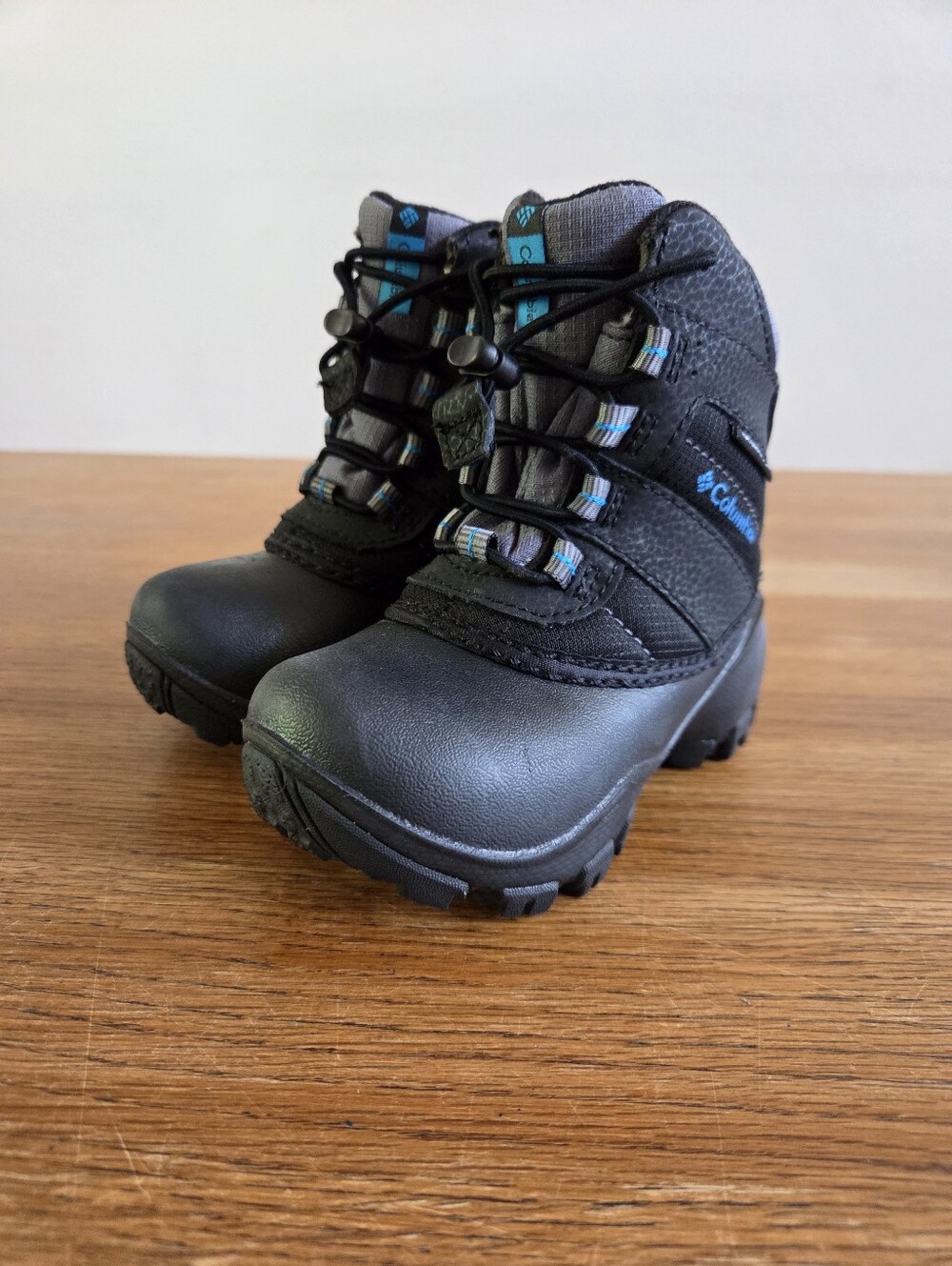 Columbia Rope Tow III Winter Boots Black Gray Blue Toddler Size 8